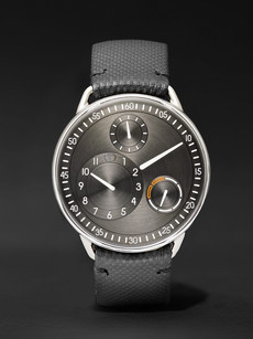 Ressence Type 1 Mechanical 42mm Titanium And Leather Watch, Ref. No. Type 1r In Silver