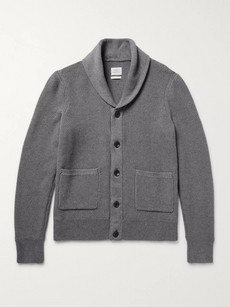 Rag & Bone Avery Shawl-collar Textured-knit Cotton Cardigan In Gray