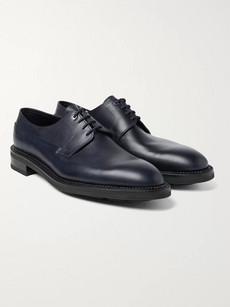 John Lobb Croft Panelled Leather Oxford Shoes In Blue