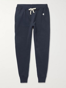 Champion Tapered Fleece-back Cotton-blend Jersey Sweatpants In Navy ...
