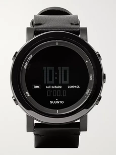 Suunto Essential Ceramic, Stainless Steel And Leather Digital Watch In Black