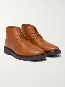 Common Projects Saffiano Leather Desert Boots In Brown