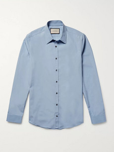 Gucci Slim-fit Cotton-poplin Shirt In Sky Blue | ModeSens