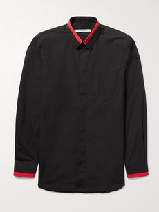 GIVENCHY SLIM-FIT CONTRAST-TIPPED COTTON-POPLIN SHIRT