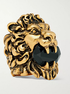 gucci lion ring black
