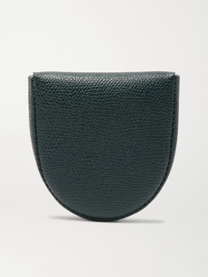 Valextra Tallone Pebble-grain Leather Coin Wallet In Green