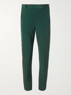 GUCCI Slim-Fit Velvet-Trimmed Wool Trousers