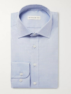Etro Blue Slim-fit Cotton-jacquard Shirt | ModeSens