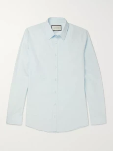 Gucci Blue Slim-fit Cotton-poplin Shirt In Sky Blue