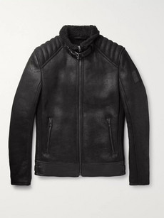 Belstaff Westlake Leather-trimmed Shearling Jacket In Black | ModeSens