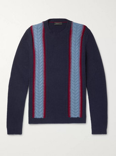 PRADA Slim-Fit Cable-Knit Wool and Cashmere-Blend Sweater