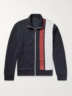 PRADA Striped Loopback Cotton-Jersey Zip-Up Sweatshirt