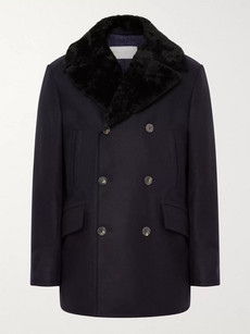 Private White V.C. - Manchester Shearling-Trimmed Wool Peacoat