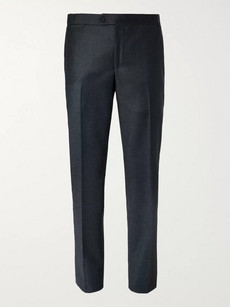 Thom Sweeney Dark-blue Slim-fit Wool And Cashmere-blend Suit Trousers