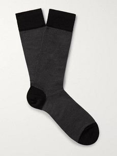Marcoliani Birdseye Pima Cotton-blend Socks - Black - One Siz