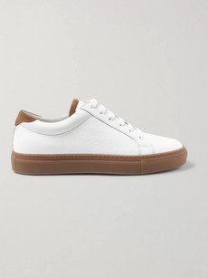 BRUNELLO CUCINELLI SUEDE-TRIMMED FULL-GRAIN LEATHER SNEAKERS