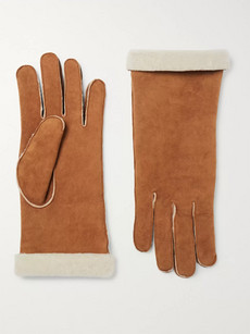Anderson & Sheppard Shearling Gloves In Tan
