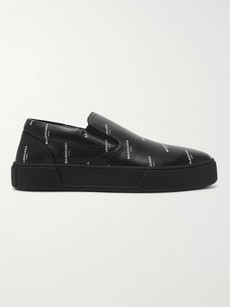 BALENCIAGA Printed Leather Slip-On Sneakers