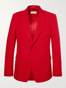 Dries Van Noten Red Blaine Slim-fit Wool-twill Suit Jacket | ModeSens