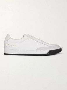 COMMON PROJECTS TENNIS PRO SUEDE-TRIMMED LEATHER SNEAKERS