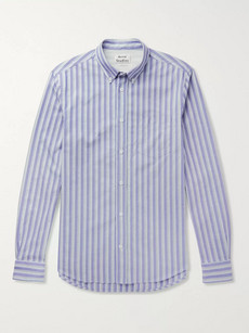Acne Studios Isherwood Button-down Collar Striped Cotton Oxford Shirt In Indigo