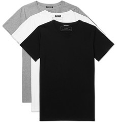 Balmain Three-pack Slim-fit Distressed Cotton-jersey T-shirts In Multi