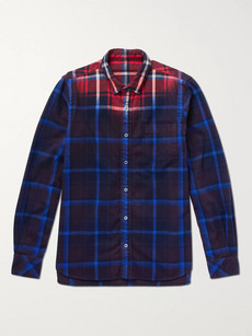 SACAI DIP-DYED CHECKED COTTON-FLANNEL SHIRT