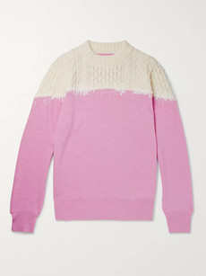 SACAI EMBROIDERED PANELLED WOOL SWEATER