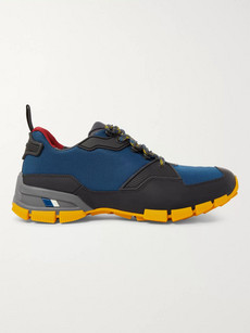 Prada Linea Rossa Rubber-panelled Mesh Sneakers - Storm Blue In Nero+zaffironero