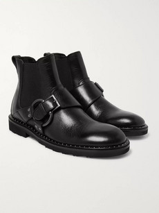 DOLCE & GABBANA LEATHER HARNESS BOOTS