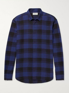 SAINT LAURENT Distressed Checked Cotton-Flannel Shirt