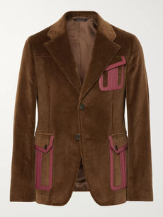 Prada Slim-fit Leather-trimmed Cotton-corduroy Suit Jacket