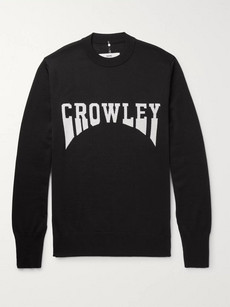 Oamc Crowley Intarsia Virgin Wool Sweater In Black