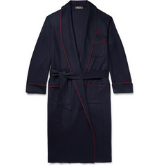 Loro Piana James Piped Baby Cashmere Robe In Midnight Blue
