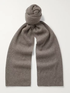 Theory Ribbed Cashmere Scarf In Taupe | ModeSens