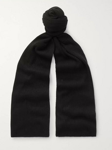 Theory Ribbed Cashmere Scarf In Black | ModeSens