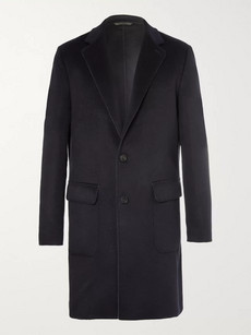Loro Piana Suede-trimmed Double-faced Cashmere Rain System Coat In Blue