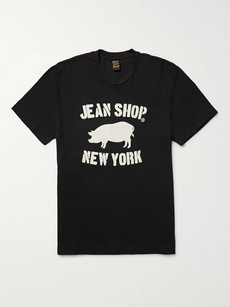 Jean Shop Printed Slub Cotton-jersey T-shirt In Black