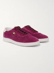 APRIX LEATHER-TRIMMED SUEDE SNEAKERS