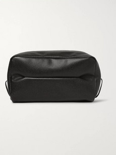 Valextra Large Pebble-grain Leather Wash Bag In Black
