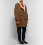 Gucci Double-Breasted Embellished Faux Shearling-Lined Wool and Mohair-Blend Coat