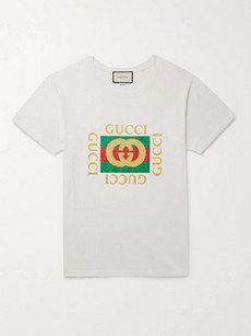 Gucci Cotton Jersey T-shirt W/ Imitation Print In White | ModeSens