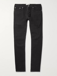 Sandro Slim-fit Distressed Stretch-denim Jeans In Black