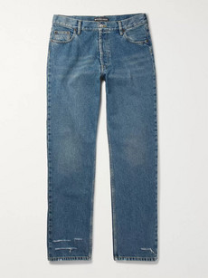 Balenciaga Distressed Stonewashed-denim Jeans - Blue