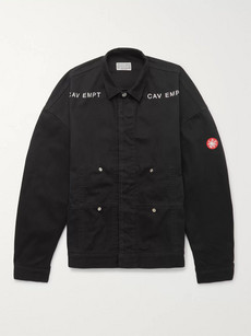 Cav Empt Embroidered Denim Field Jacket In Black