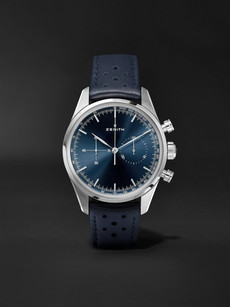 Zenith Chronomaster Heritage 146 Automatic Chronograph 38mm Stainless Steel And Leather Watch, Ref. No. 03. In Blue