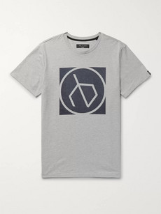 Rag & Bone Printed Mélange Cotton-jersey T-shirt In Gray