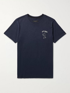 Rag & Bone Printed Cotton-jersey T-shirt In Midnight Blue