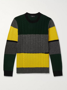 Joseph Colour-block Cable-knit Wool Weater - Gray