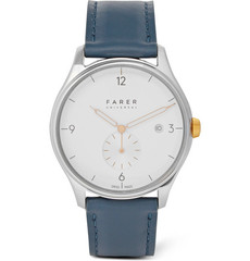 Farer Meakin Stainless Steel And Leather Watch In White